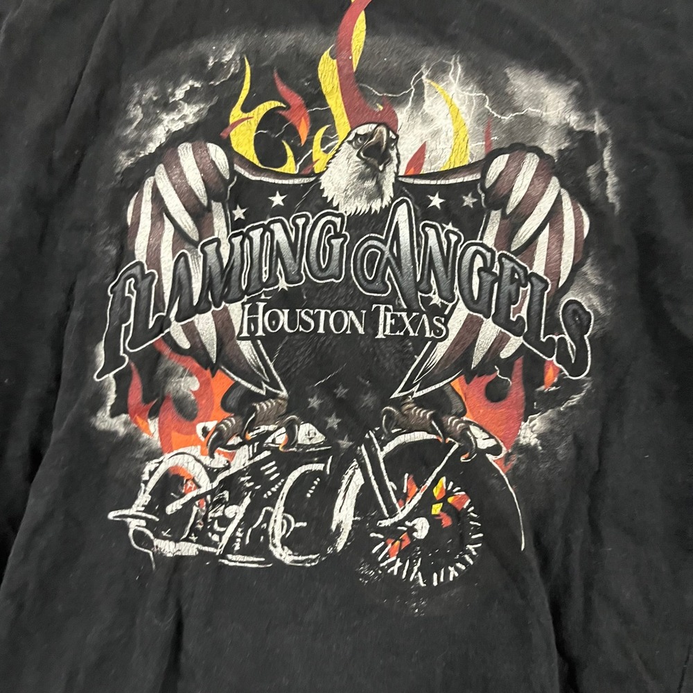 Nasty Gal T-Shirt Womens Size S Black Flaming Angels Houston Texas Eagle Biker